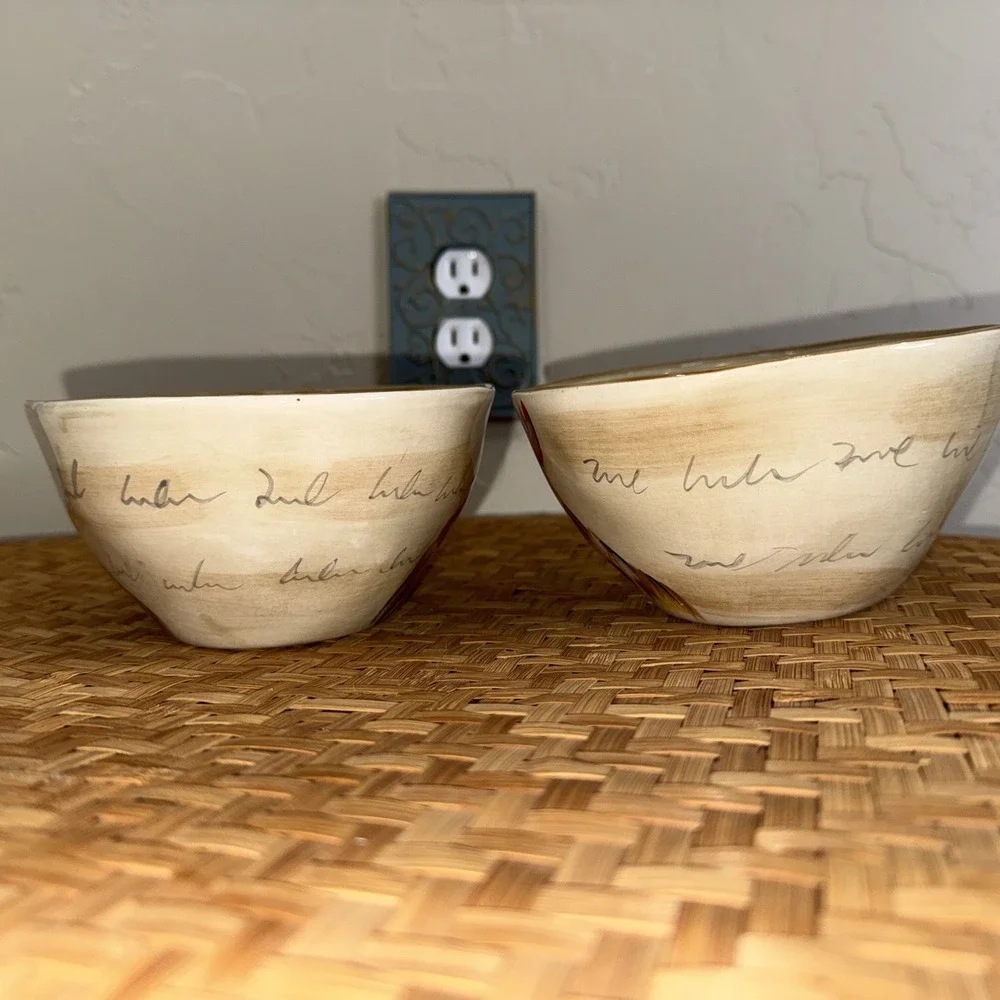 Tabletops Gallery Romalo Rooster Bowls Set 2 Hand Painted Farmhouse Kitchen
